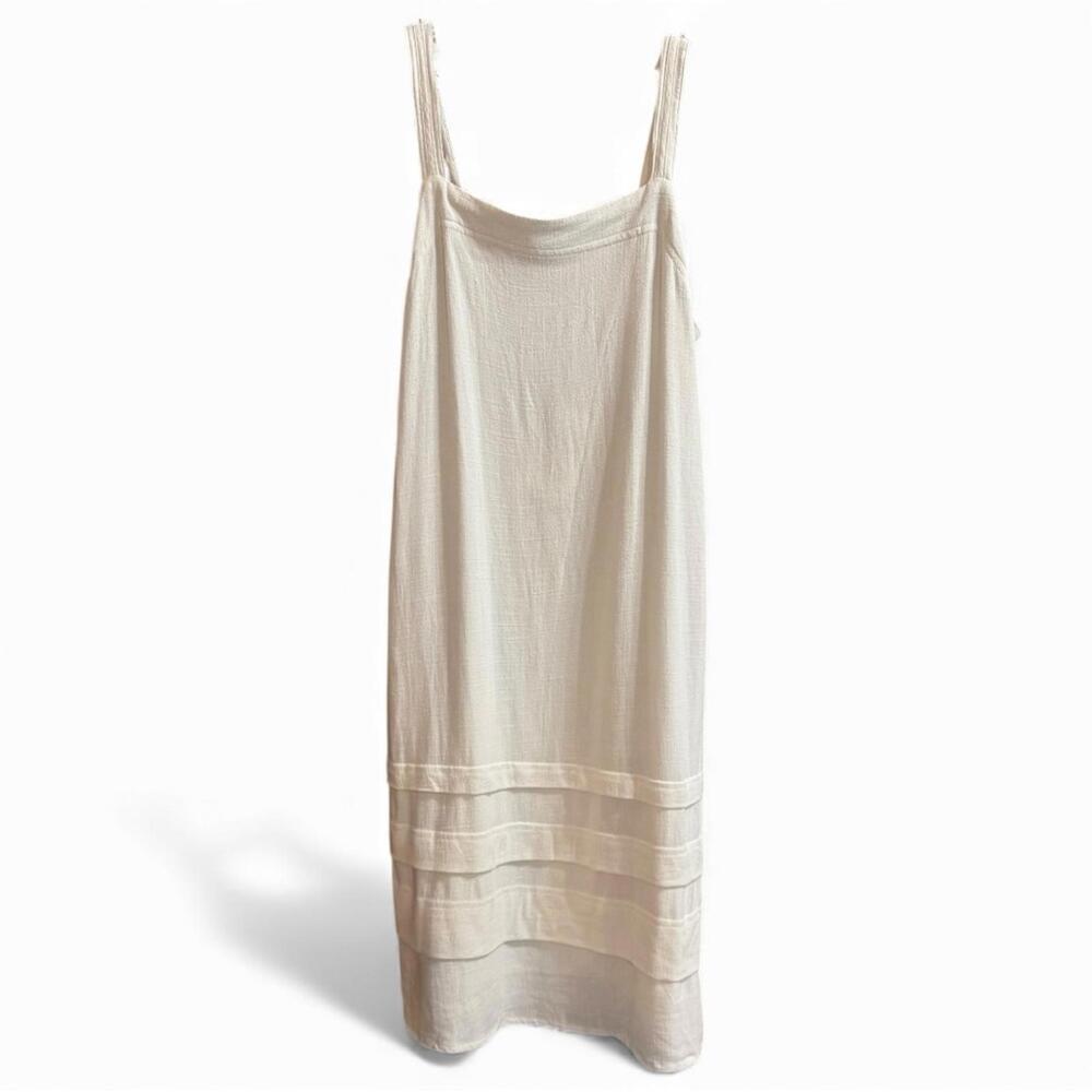 Splendid Celine Tiered Mini dress Linen Sleeveless Ramie Sheath NWT White Sz M - Picture 3 of 9